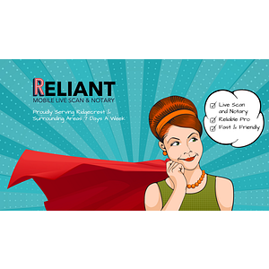 Reliant Mobile Live Scan & Notary - DOJ/FBI Approved - Logo